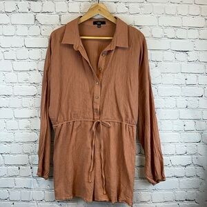 LULUS Adorable Cotton Gauze Romper in Soft Terracotta, Size XL